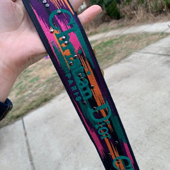 Christian Dior Embroidered Studded Canvas Black Shoulder Strap for Bag - Picture 2 of 8